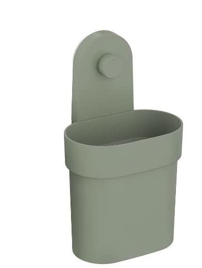 OBONAS Container with suction cup, Grey-green