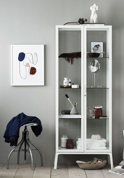 MILSBO Glass-door cabinet, 73x175cm, White
