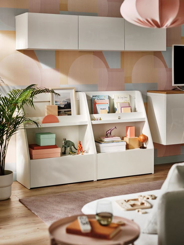 BERGIG Book display with storage, White, 80x43x101cm