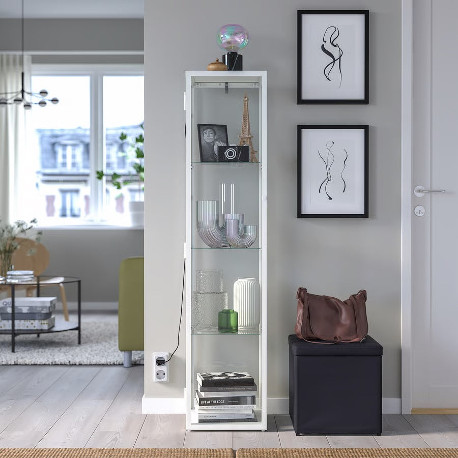 BLALIDEN Glass-door cabinet, White, 35x32x151cm– Home Swede Home
