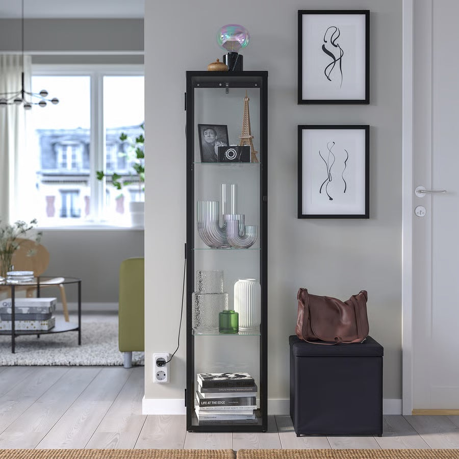 BLALIDEN Glass-door cabinet, Black, 35x32x151cm– Home Swede Home