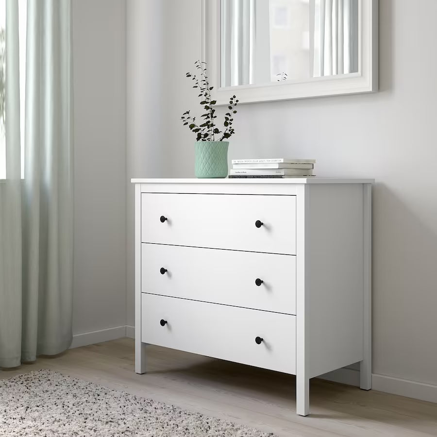 KOPPANG Chest of 3 drawers, White, 90x83cm– Home Swede Home