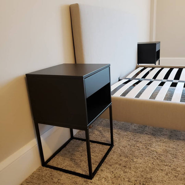 VIKHAMMER bedside table, 40x39cm, Black