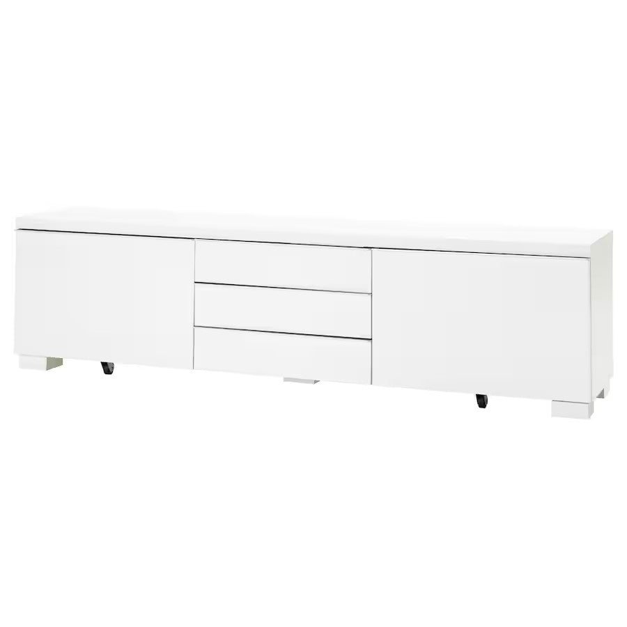 BESTA BURS TV bench 180x41x49cm, High-gloss white– Home Swede Home