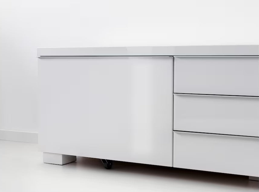BESTA BURS TV bench 180x41x49cm, High-gloss white– Home Swede Home