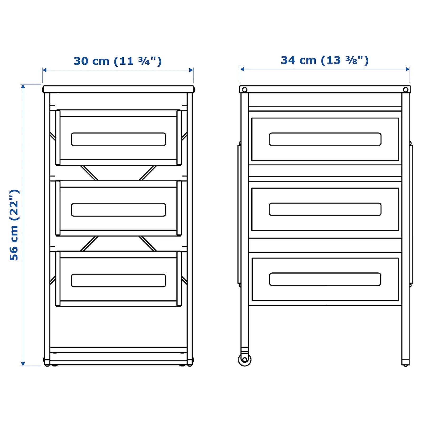 LENNART Drawer unit, 30x34x56cm, White– Home Swede Home