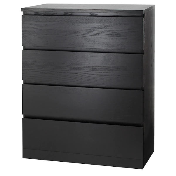 MALM Chest of 4 drawers, Black-brown, 80x100cm– Home Swede Home