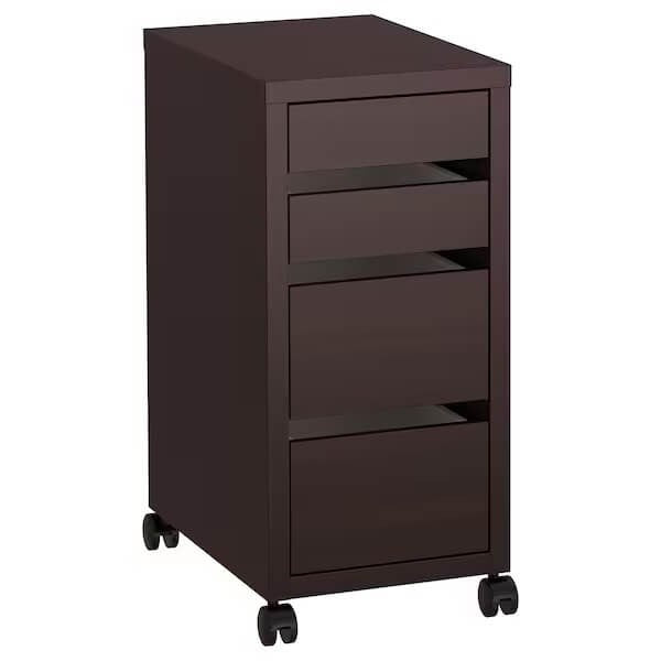 MICKE Drawer unit with drop-file storage, Black-brown