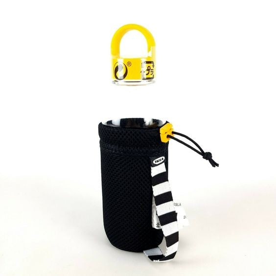 HOPTRASSLA Bottle carrier, black, 6x15cm