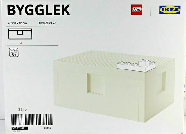 BYGGLEK LEGO box with lid, 26x18x12cm, White