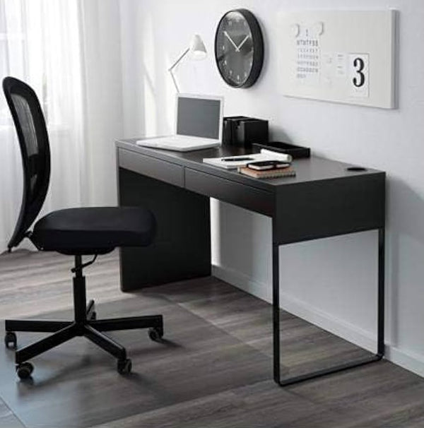 MICKE desk, 142x50cm, Black-brown