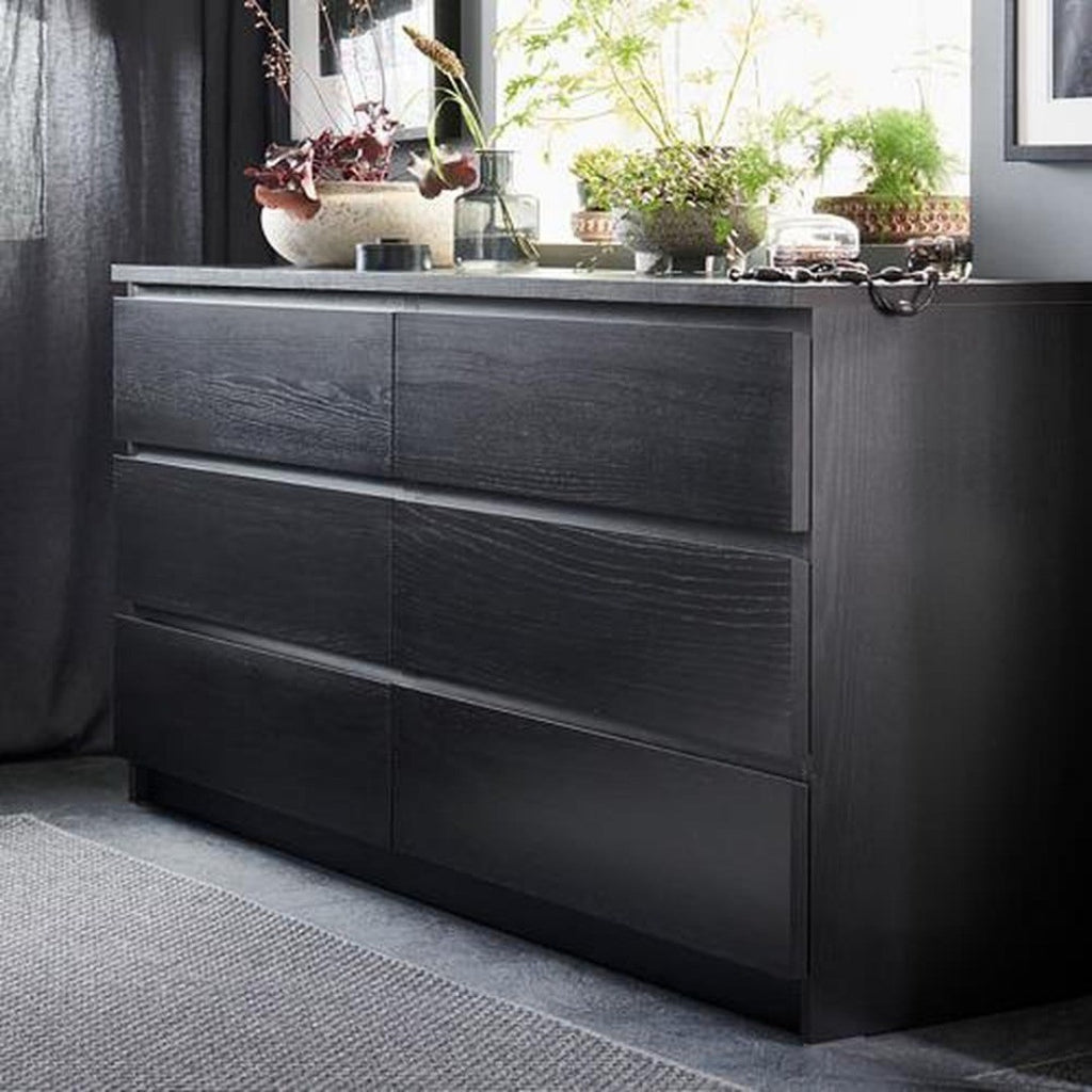 MALM Chest of 6 drawers, Black-brown, 160X78cm Home Swede Home MALM Chest of 6 drawers, Black-brown, 160X78cm Home Swede Home