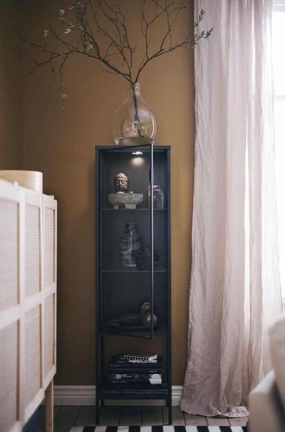 RUDSTA Glass-door cabinet, 42x37x155cm, Anthracite