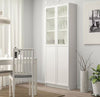 BILLY / OXBERG Bookcase with panel/glass doors, White, 80x30x202cm