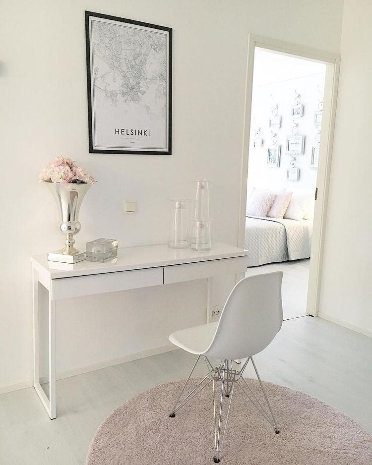 BESTA BURS Desk, 120x40cm, High-gloss white– Home Swede Home