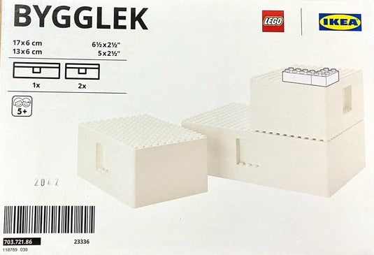 BYGGLEK LEGO box with lid, set of 3, White