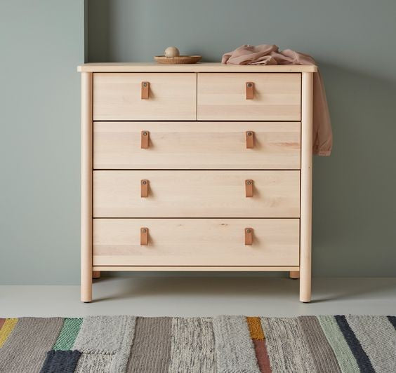 BJORKSNAS Chest of 5 drawers, Birch, 90x90cm