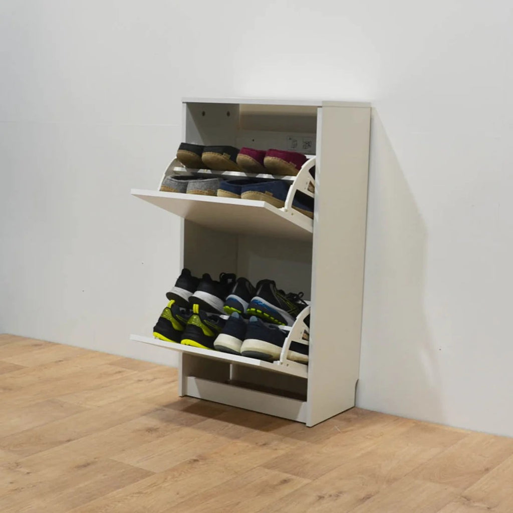 BISSA Shoe cabinet with 2 compartments, White, 49x28x93cm