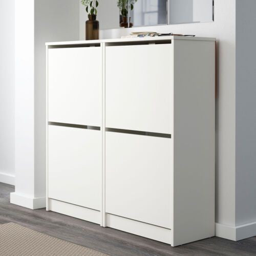 BISSA Shoe cabinet with compartments, White, 49x28x93cm– Home