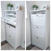 BRUSALI Shoe cabinet with 3 compartments, White, 61x30x130cm