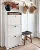 BRUSALI Shoe cabinet with 3 compartments, White, 61x30x130cm