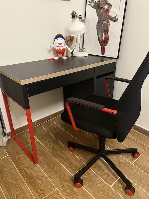 MICKE Desk, Anthracite/red, 105x50cm