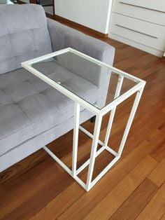 VITTSJO Laptop table, 35x65cm, White/glass